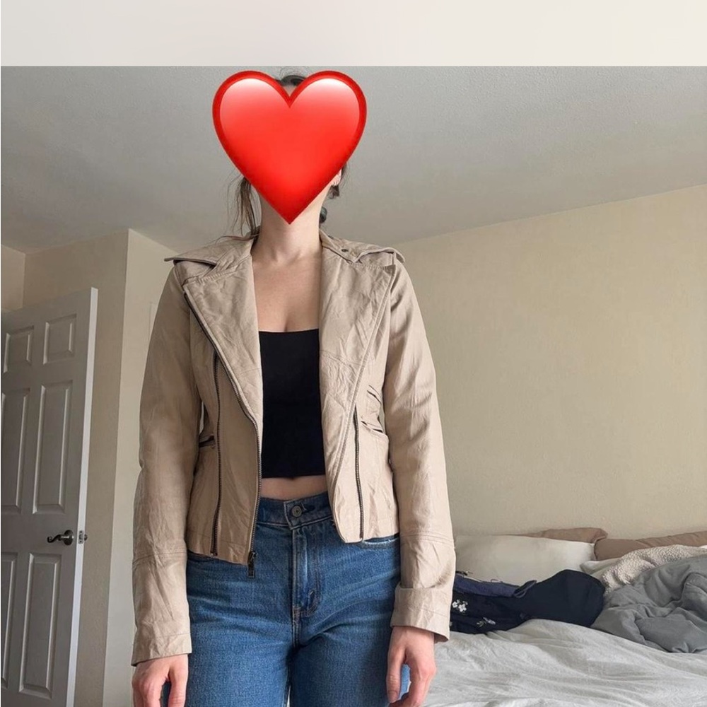 Pelle Studio Light Tan Motorcycle-Inspired Zip Jacket